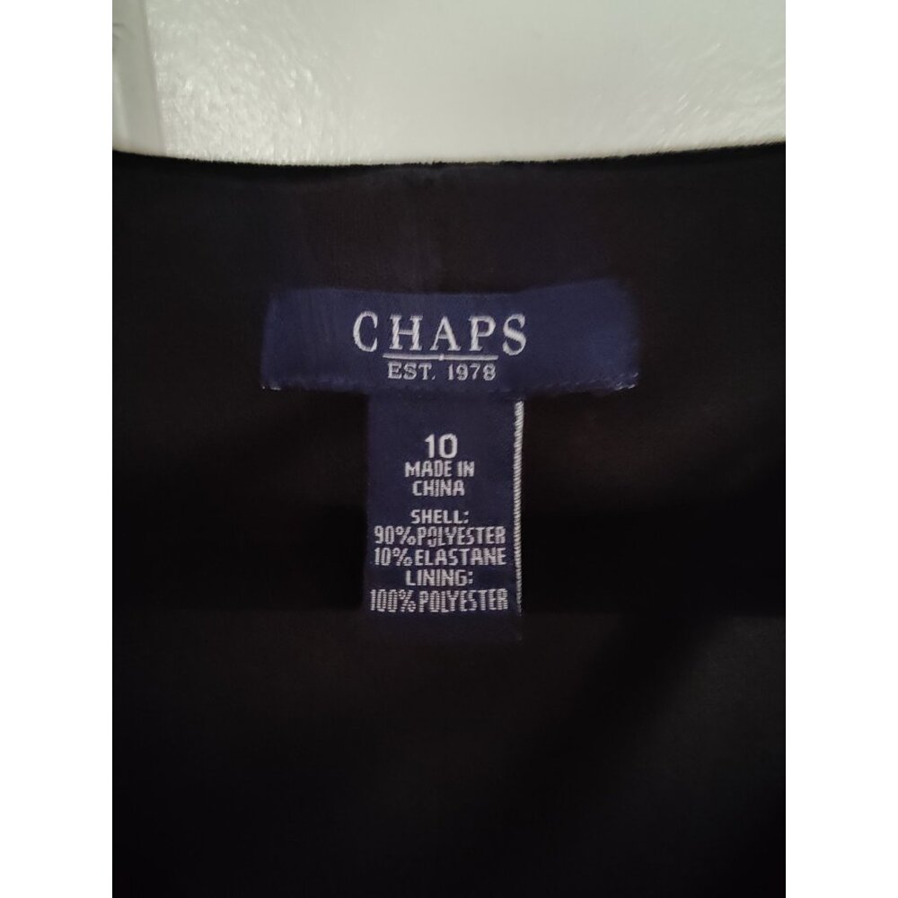 Chaps Velvet‎ Velour Faux Wrap Ruched Long Sleeve Knee Length Black Dress 10 NWT - Picture 4 of 5